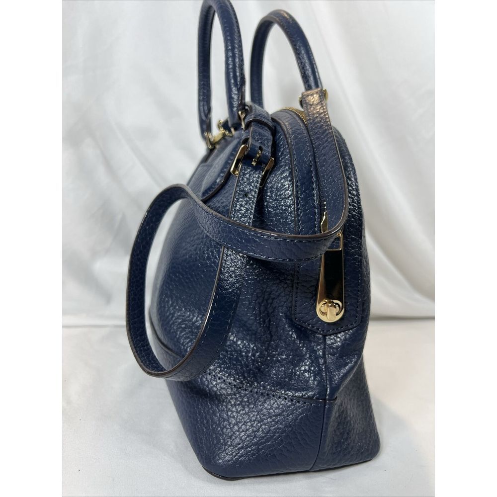 Michael Kors Large Dome Satchel Leather Handbag - Pebbled Navy - Picture 5 of 16